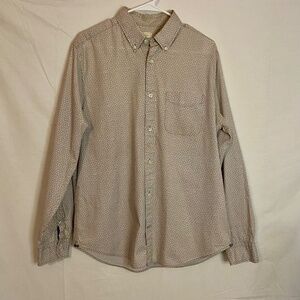 Gap "Lived In" Mens Button Down Long Sleeve Tan Shirt w/ Flower Print Size L